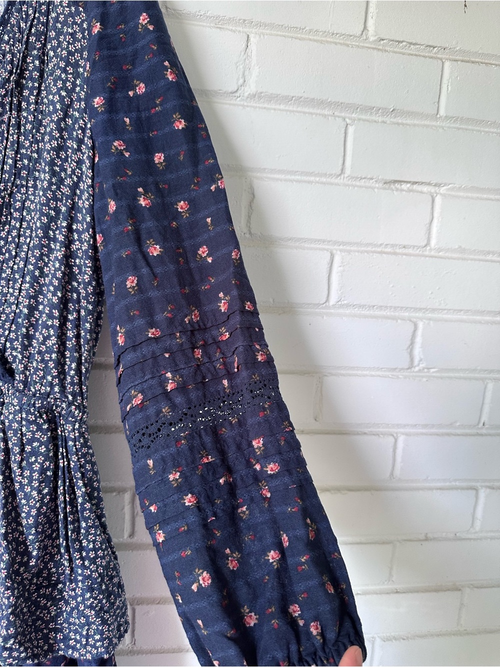 American Eagle Mixed Floral Print Boho Faux Wrap Mini Dress - Size L - Picture 4 of 7